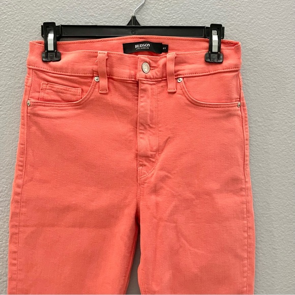 Hudson Light Denim Nico Mid Rise Skinny  Jeans Coral Size 27 - Picture 2 of 4